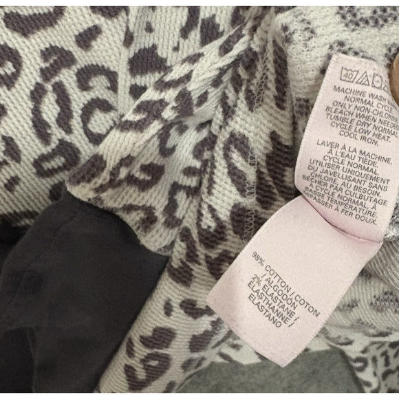 Victorias Secret Thermal‎ Pajama Set Sz XL Gray Leopard Henley Waffle Knit - Picture 4 of 10